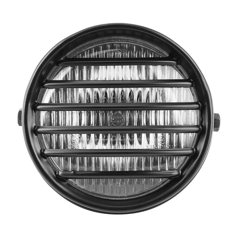 6in Motorcycle Round Headlight Grill Lens Cover 35W Halogen Bulb   Motorbike Headlamp