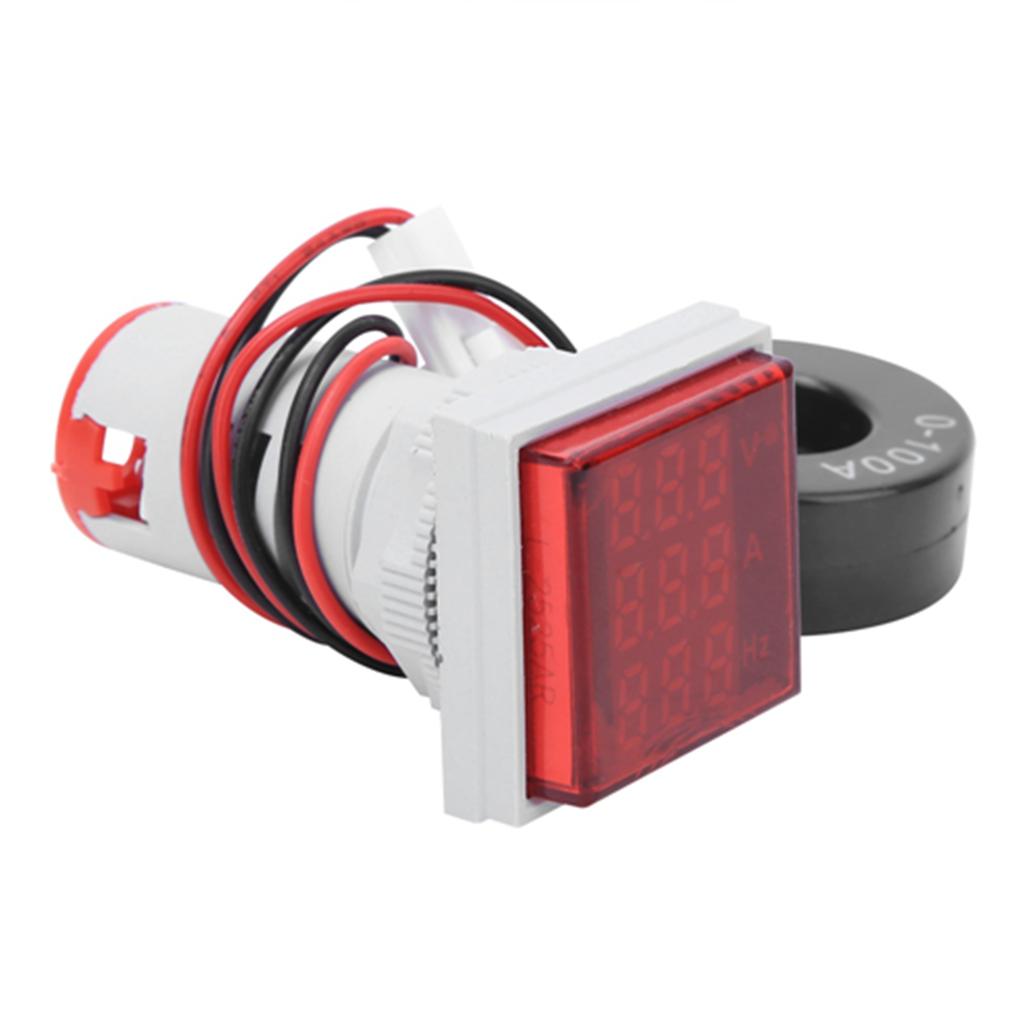 Multifunction Digital Meter Square 3 Digit Display AC Voltage Current Hertz TesterRed