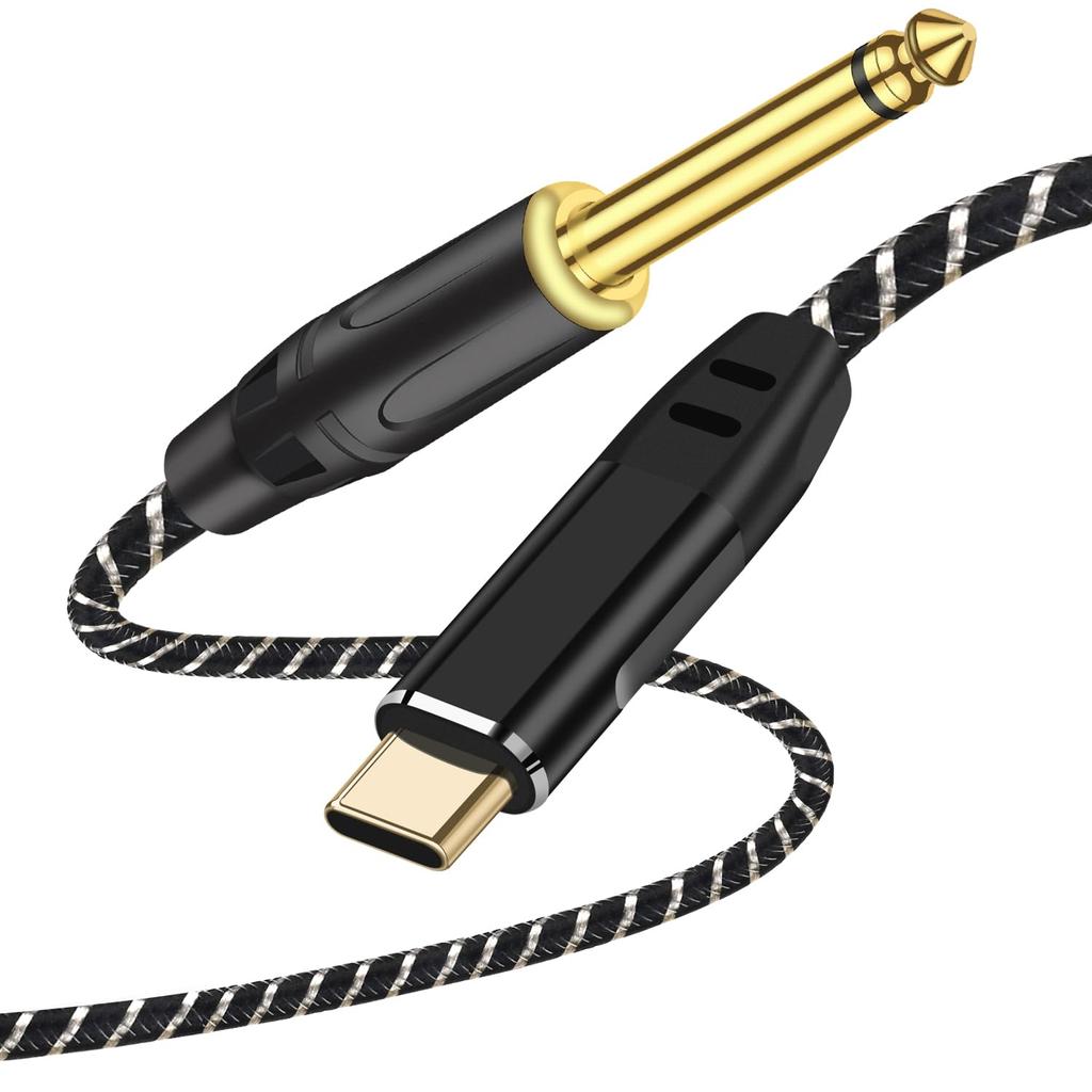 USB Guitar 3M To Male Adapter for Musical Compatible with iPhone iPad iPad Air iPad Samsung Pixel Android and PCs Type-C Cable, Type-C 6.35mm