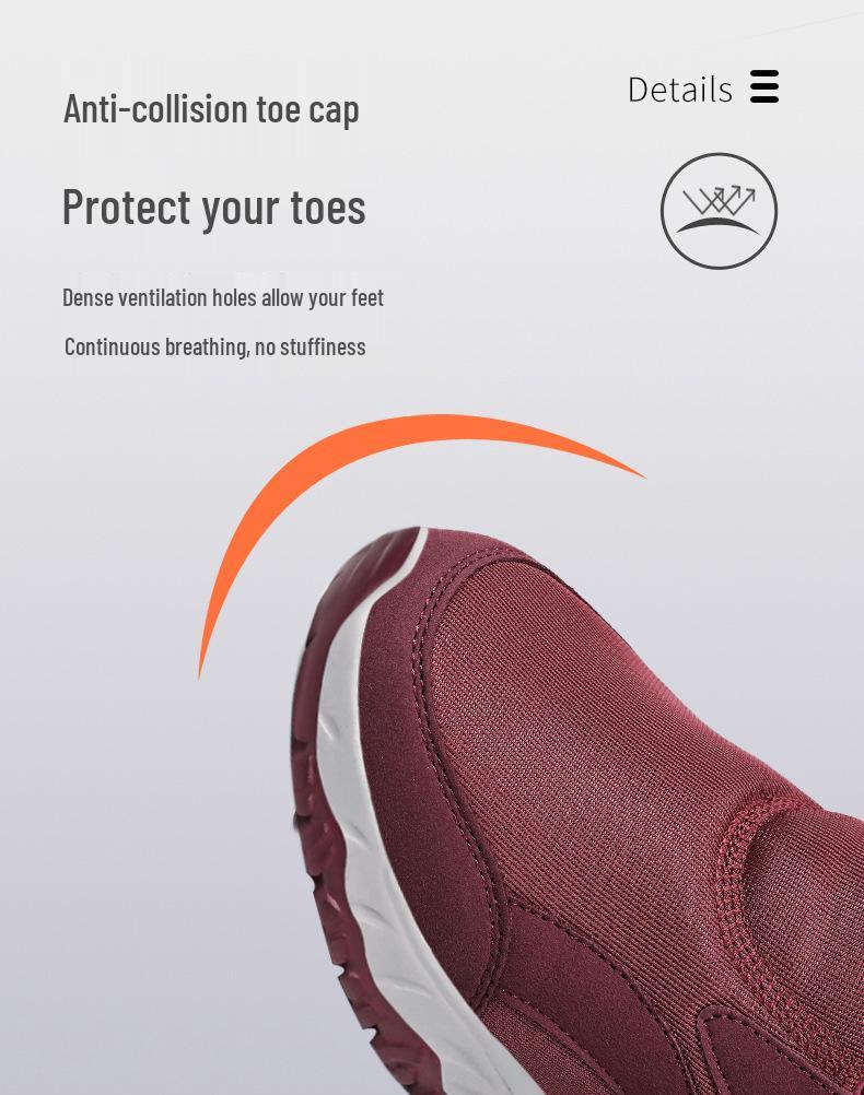 Women's Slip-On Walking Shoes for Couples, Casual Style for Middle-Aged & Elderly, Soft Sole, Shallow Mouth Design