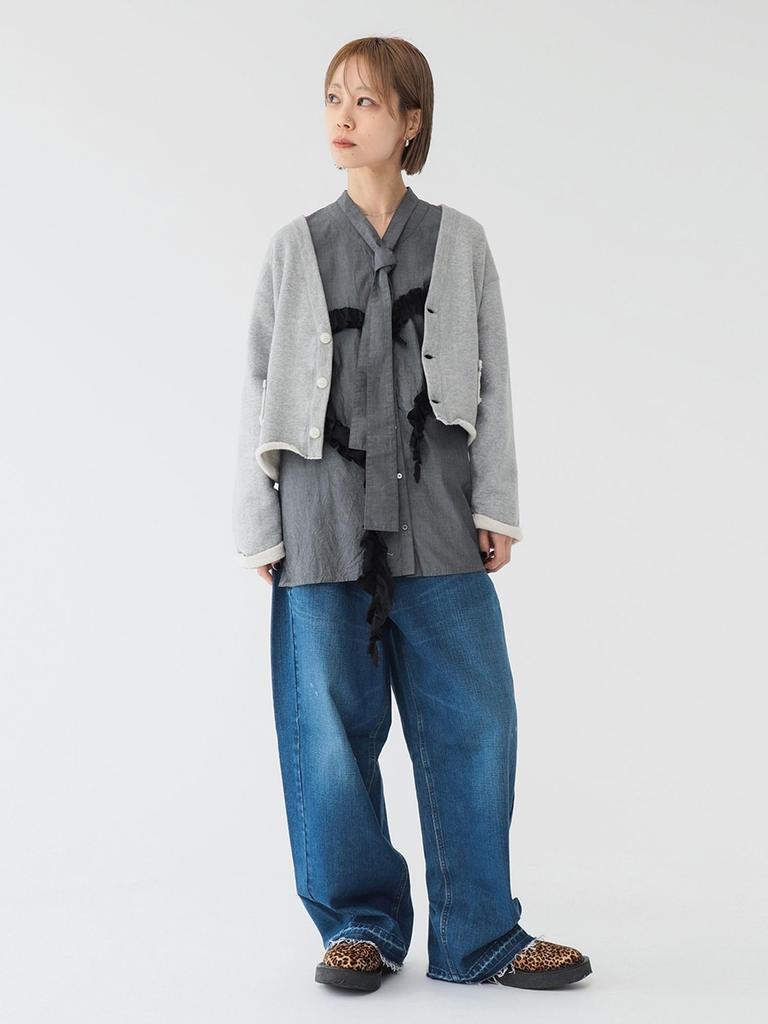 Beams Boy Maturely Cut-Off Jersey Cardigan, Women's, Gray Free