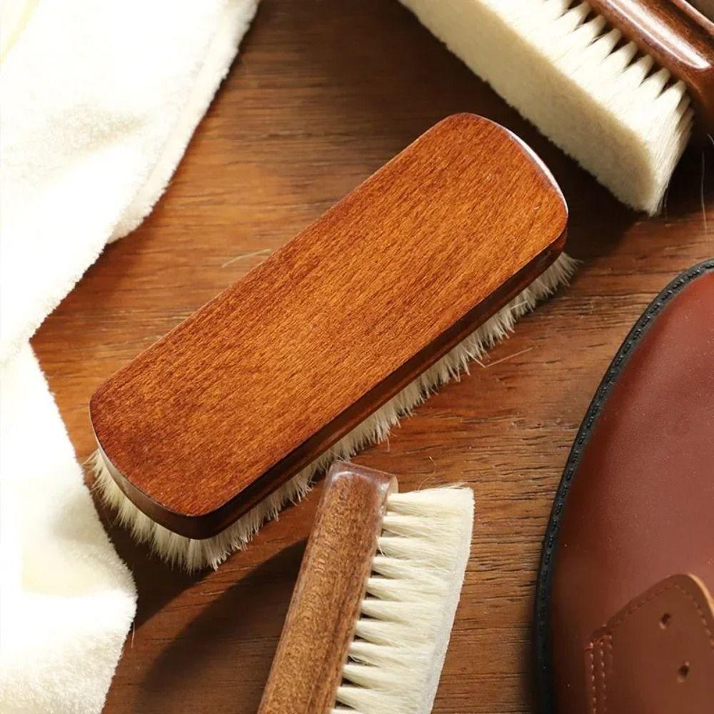 Soft Wool Shoe Care Brush Wood Handle Multifunction Boot Polishing Cleaner Durable Maintenance Leather Care Brush Household