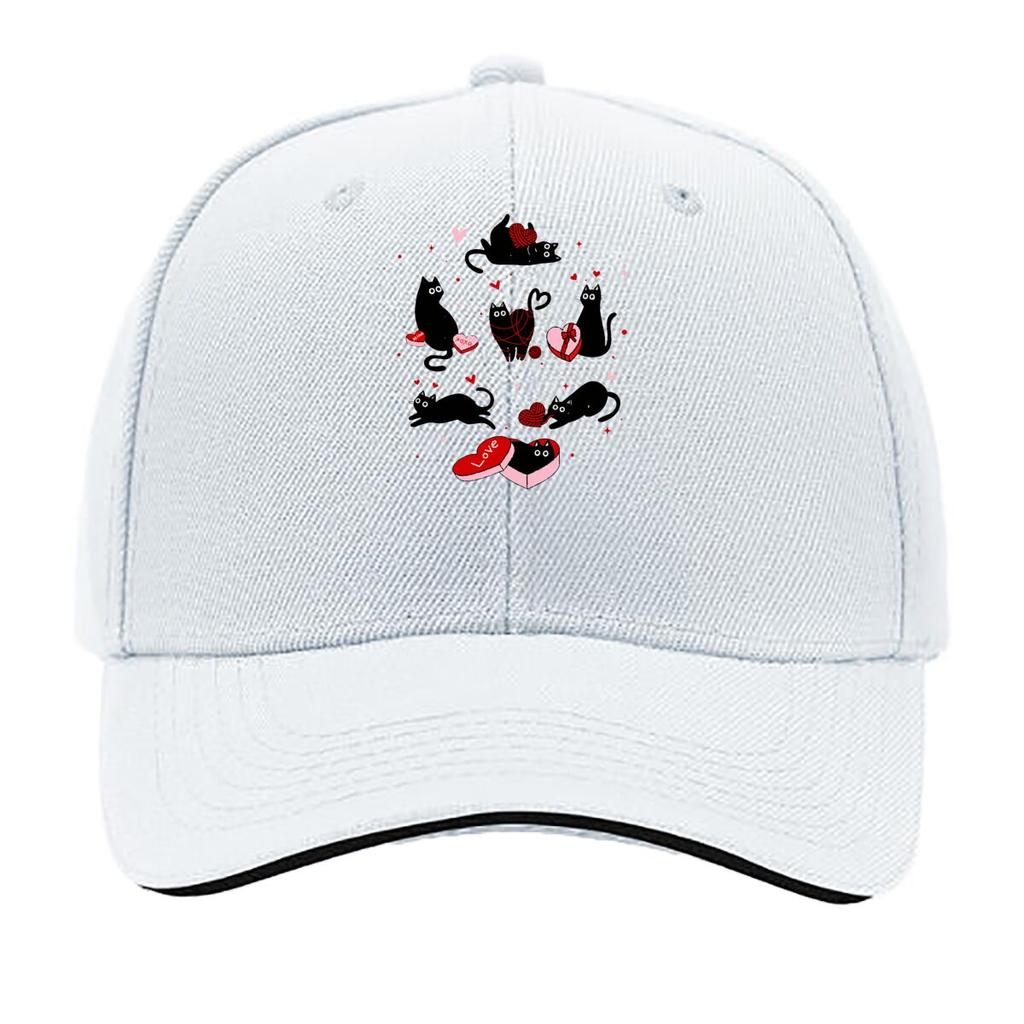 Valentine Black Cats Heart Box Love XOXO Yarn Sandwich Baseball Cap Unisex Women Sun Cap Outdoor Workouts Hat