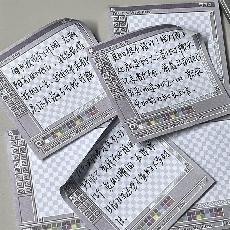 5Pcs Unique Daily Planning Square Sticky Notes Pad Creative Retro Sticky Notes Computer Drawing Board Square Sticky Notepad