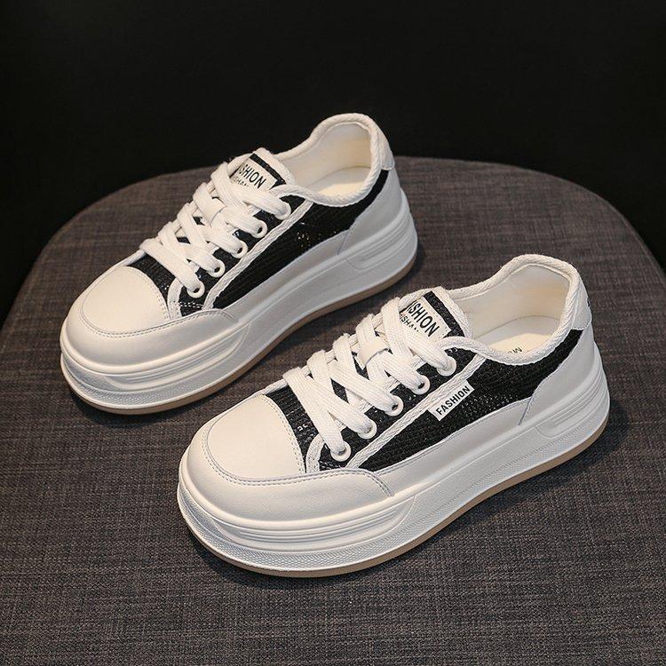 

Real soft leather women s shoes summer new little white shoes women s versatile small height increase platform sports board shoes casual shoes 35