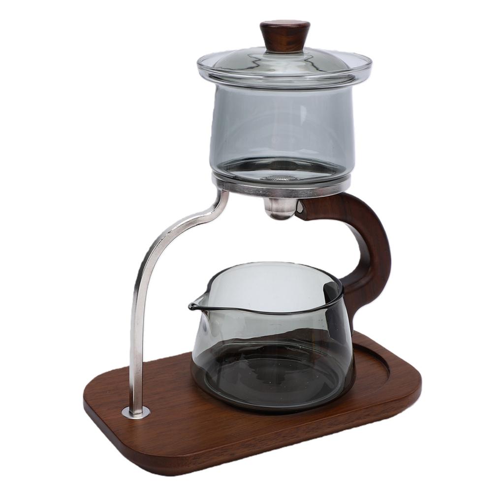 Teapot Set Water Separation Infuser Fairness Cup Tea Brewing Kit High Borosilicate Glass   Wood Handle Smoky Gray