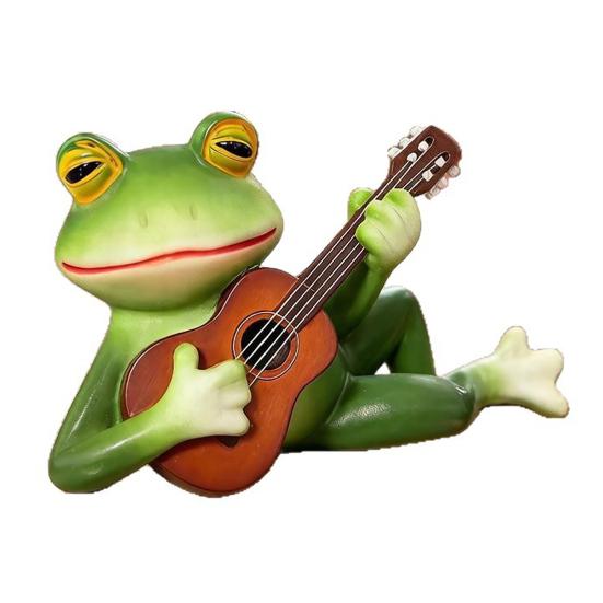 

Yousheng Guitar Player Frog Statue Resin Lying Frog Ornament Garden Frog Figurine for Plant Pot Outdoor Indoor Shelf Desk зелёный