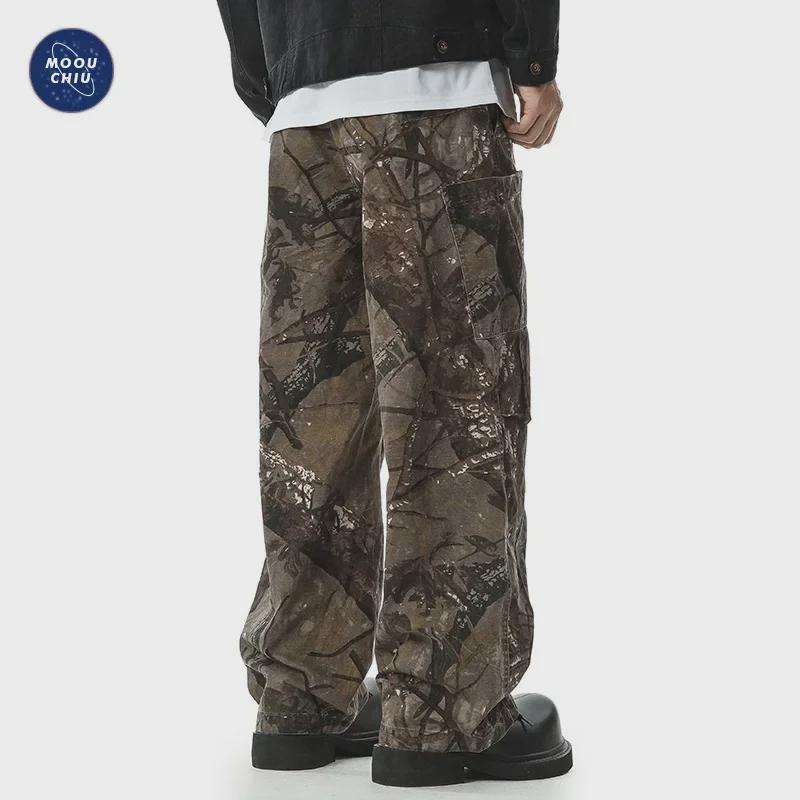 Pantaloni da lavoro mimetici dritti e larghi da uomo Muqiu – Stile casual da esterno