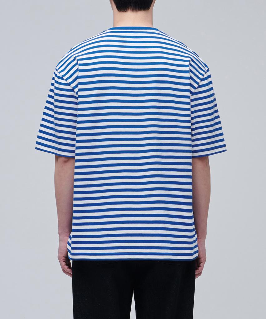 MUSINSA STANDARD Striped Relaxed Crew Neck T-Shirt [Blue]
