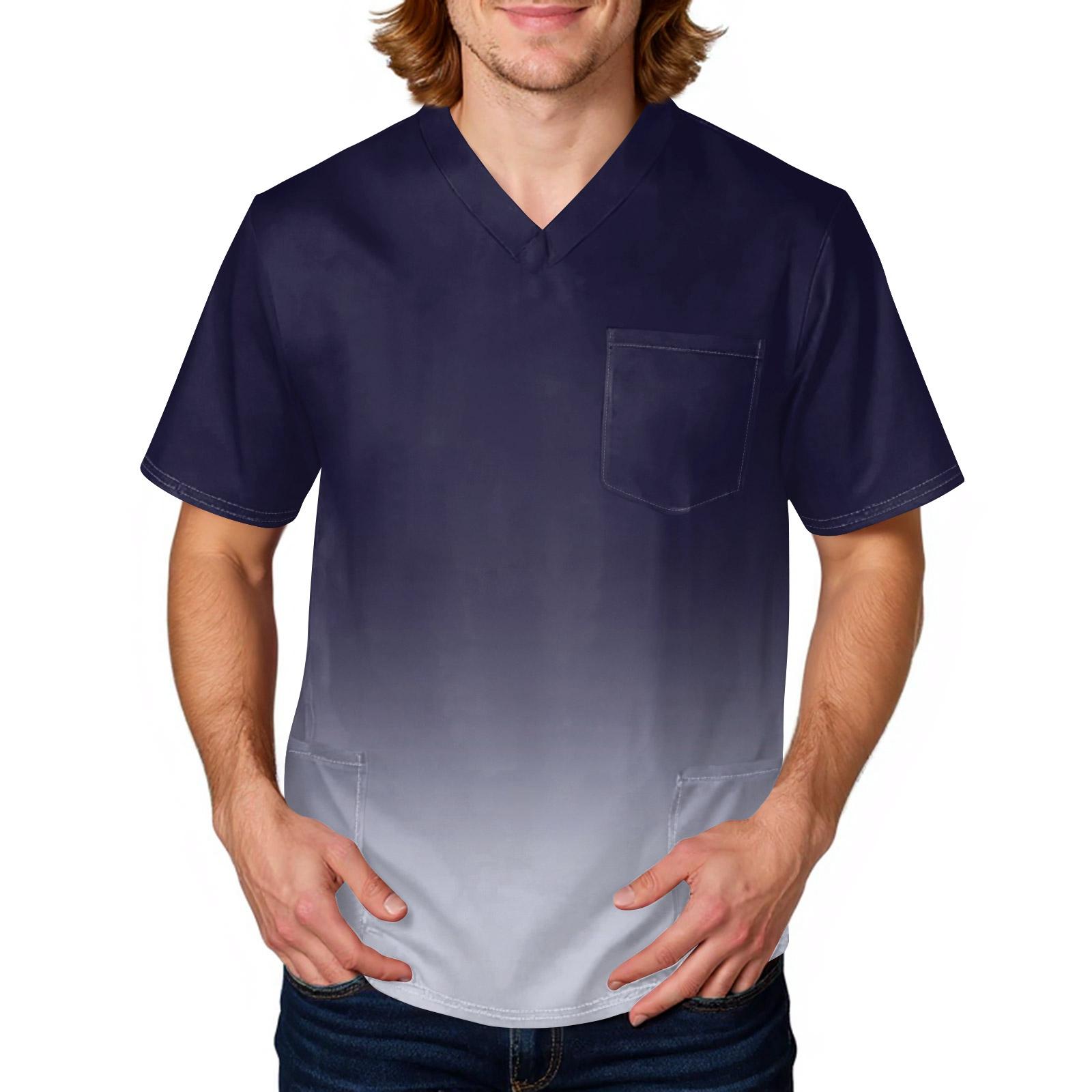 Мужской галстук, топ с градиентным принтом | V-образный вырез с карманами, удобная посадка для ухода и повседневной работы XL фиолетовый