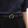 Cinturón de Cuero Genuino para Mujer con Hebilla Geométrica Para Estilo Casual con Jeans