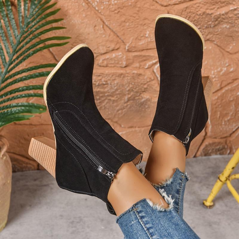 Fall/Winter 2025 British Block Heel Booties Women High Heel High Heel Women Single Boots