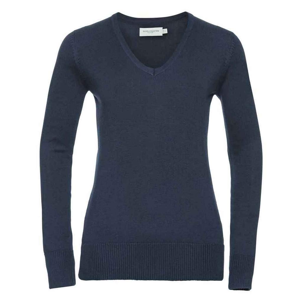 Russell Collection Womens/Ladies Knitted V Neck Jumper