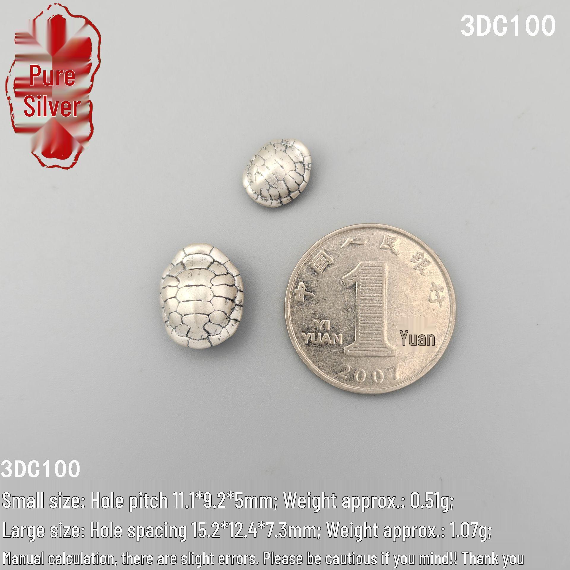 Sterling Silver Turtle Shell Ornament: Bracelet, Keychain & Necklace Pendant Charm 999 Sterling Silver: Price per Piece