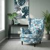 Ohrensessel Flowers Print mit gemustertem Veloursbezug im skandinavischen Stil – Family Meble