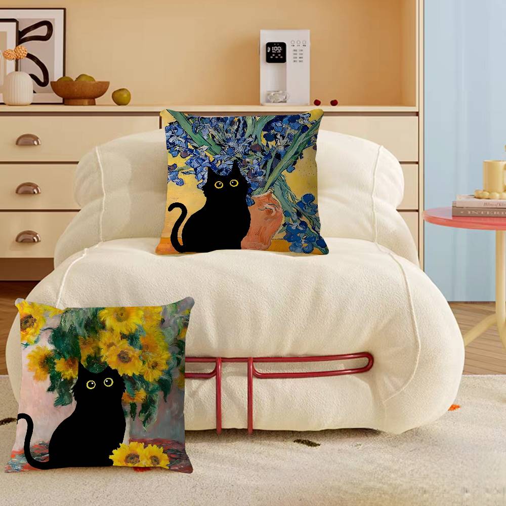Katze Und V-Vincent V-Van Gogh Kissenbezug Design Kissenbezug Dekor Feiertagsdekoration