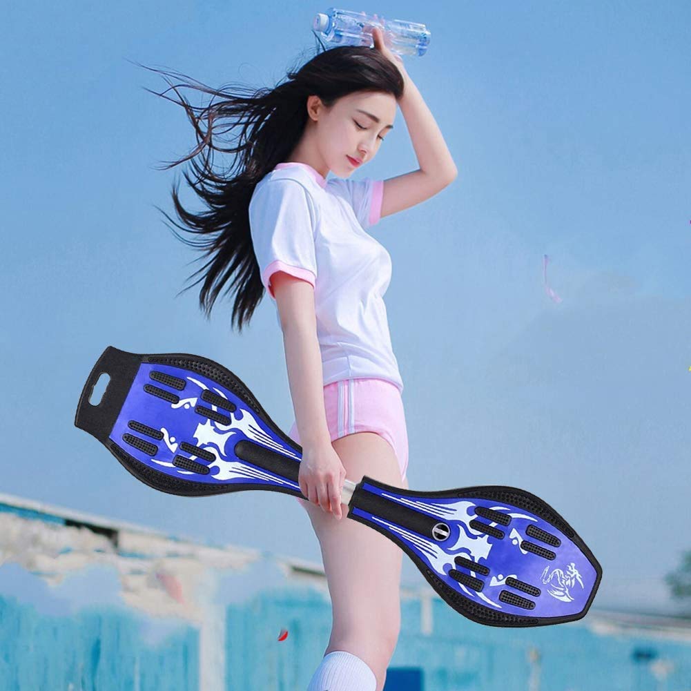 Skateboard for Kids Birthday Present Christmas Kickboard Skateboard for Kids Children Wheels Gift S-Board Light-up J-Board (Blue)