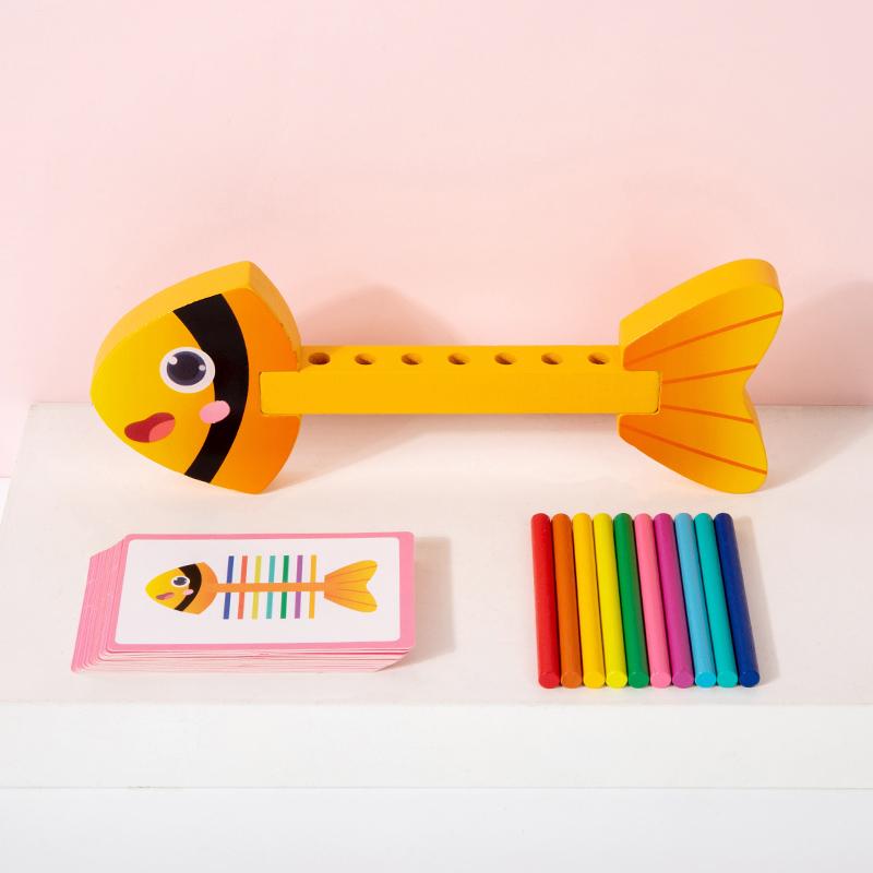 Fish Color Matching Sensory Toys Wooden Balance Stick Fine Training Game Montessori Puzzle Toy For Kids Birthday Christmas Gift