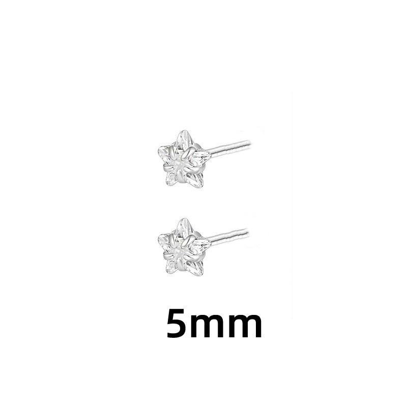 S925 Silver plated earrings MINI piercing Cochlear stud Sweet cool flash star Stud earrings Compact stacked five-pointed star zircon stud earrings