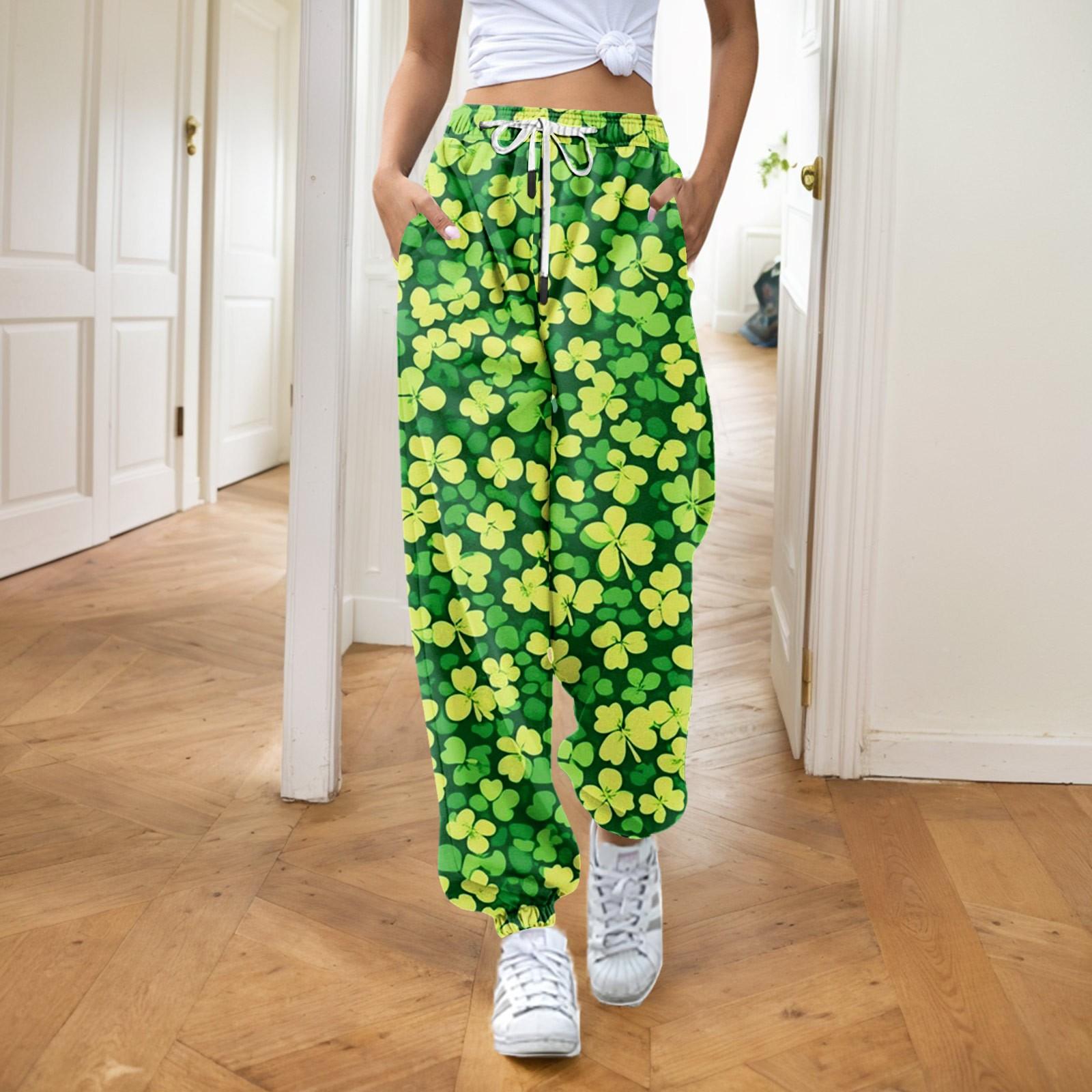 

Женская мода ул.. День Святого Патрика свободные повседневные спортивные штаны с завязками и принтом L армия зеленый