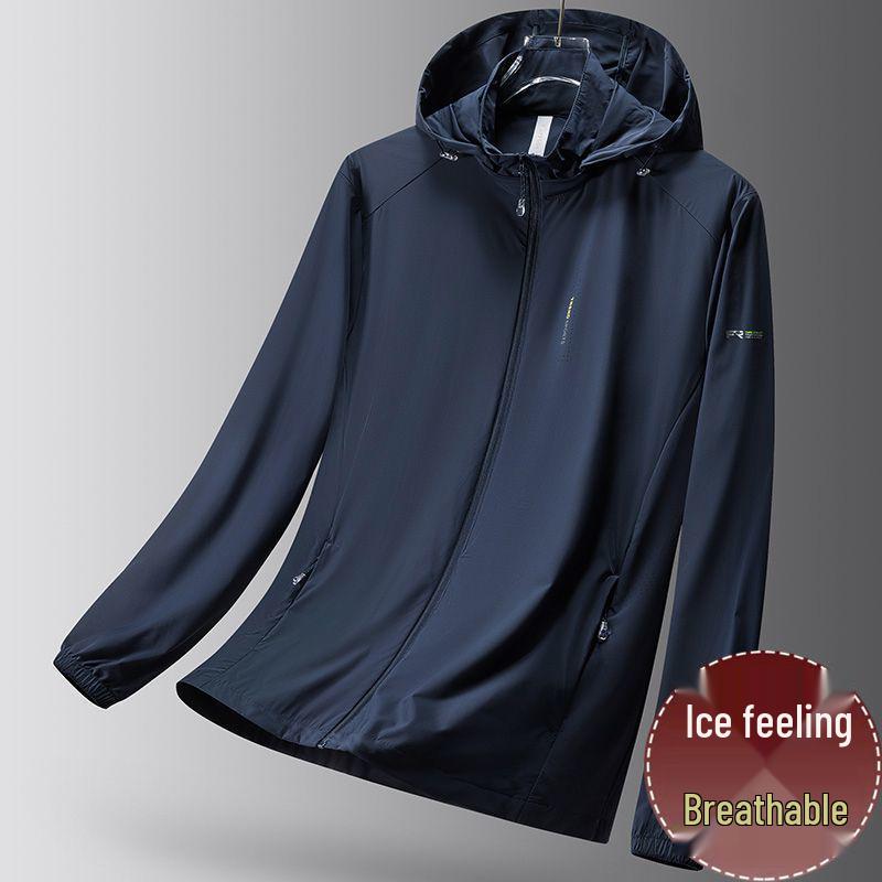 Men's High-End Ice Silk Sun Protection Jacket with Detachable Hood - Breathable, Quick-Drying Outdoor Sports Apparel for Couples