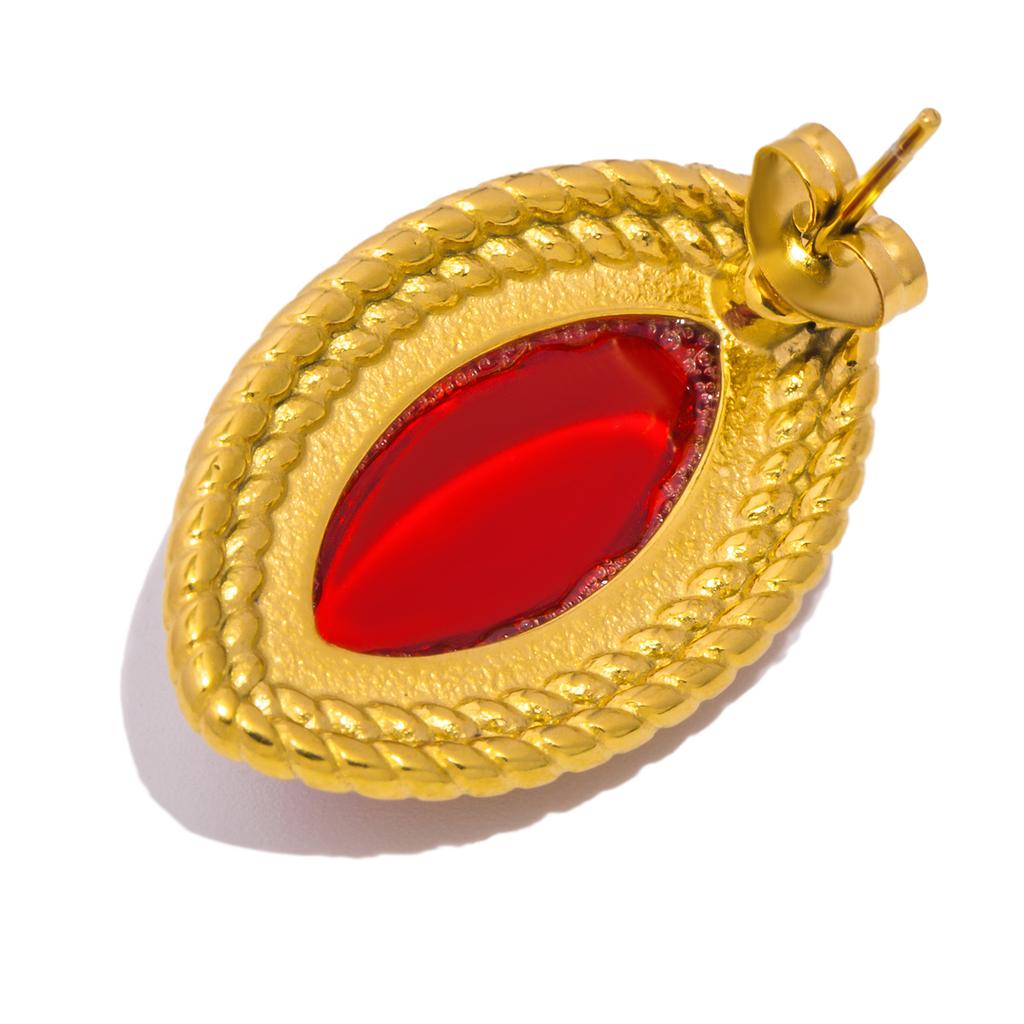 Rhombus Natural Stone Earrings for Women - Hypoallergenic 18K Gold Plated Stainless Steel - Elegant Geometric Earrings for Women