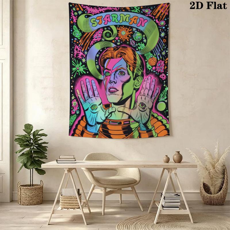 David Bowie: Starman Cosmic Pattern Home Decor Tapestry, Wall Hanging, Decorative RV Wall Cloth.ZGT0914031
