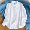 Women's Loose-Fit Korean Style Cotton Shirt - Early Spring 2025 French Casual Long Sleeve Top