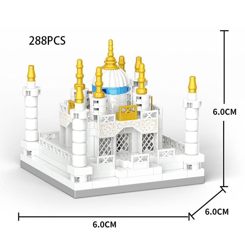 Mini Bloque Taj Mahal Modelo de Arquitectura Construcción Ladrillo de Diamante Ciudad de la India Bangladesh Mausoleo tumba Milagro clásico juguete creativo