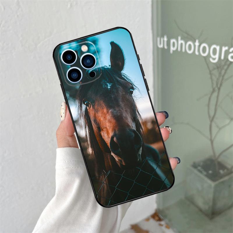 Funny Horse Animal Silicone Soft Case For iPhone 17 Air 11 14 15 16 Pro Max 13 12 Mini 16 Plus 16e Back Cover