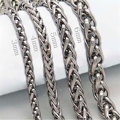 316L STAINLESS STEEL Wheat CHAIN NECKLACE FOR MEN Spiga Chain Framco Punk Rock Style Jewelry Accessories