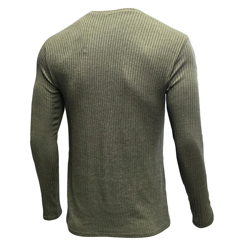 Maglietta a maniche lunghe con girocollo da uomo, tinta unita, casual, strato base