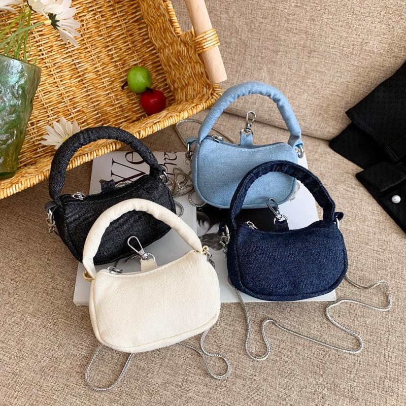 IELGY women's simple denim bag, retro shoulder niche fashion hand-held underarm bag