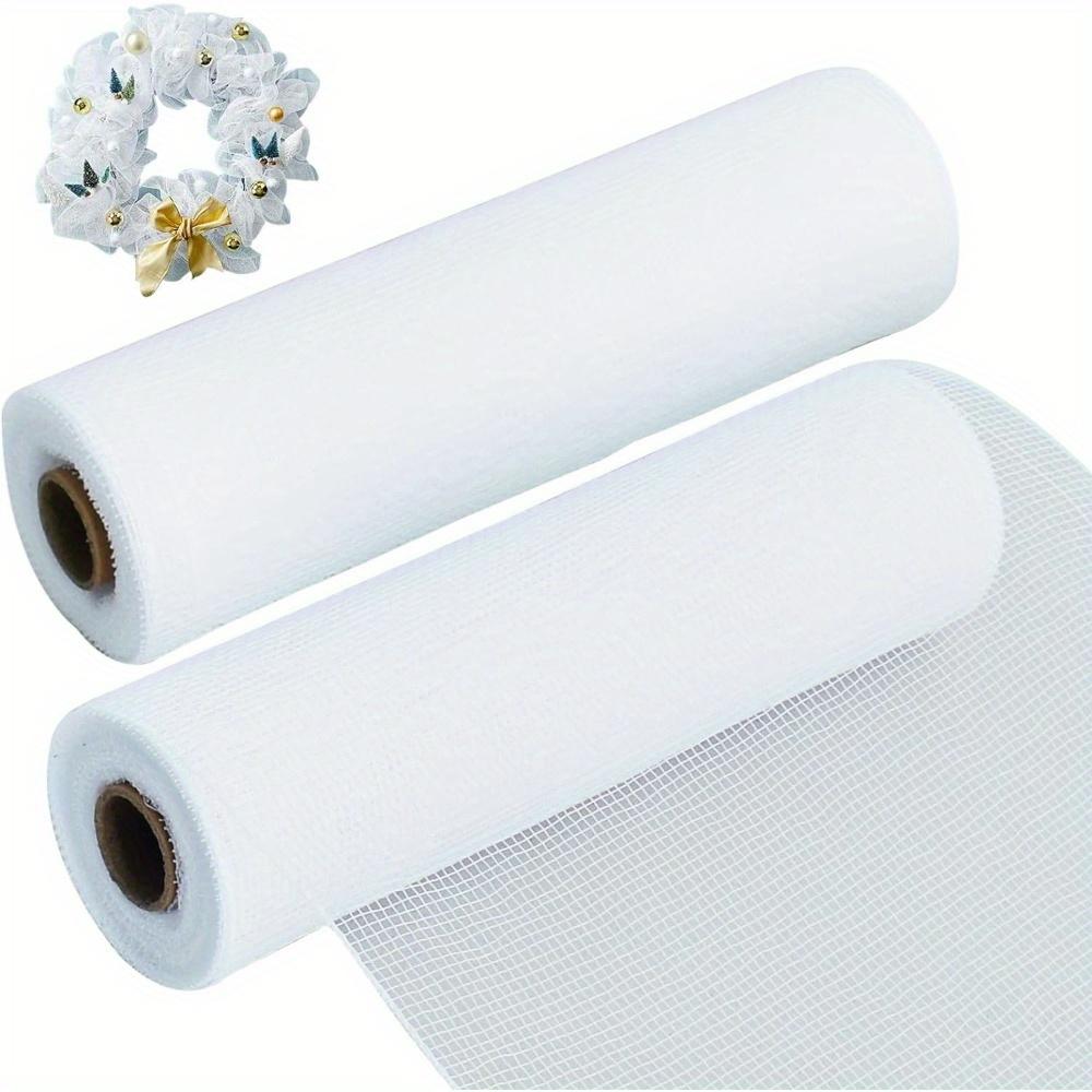 25cm Decorative 2 Rolls White Mesh Ribbbon Rolls Fabric Mesh For Mesh Wreath Supplies Front Door Wreath Crafts Tree Decor