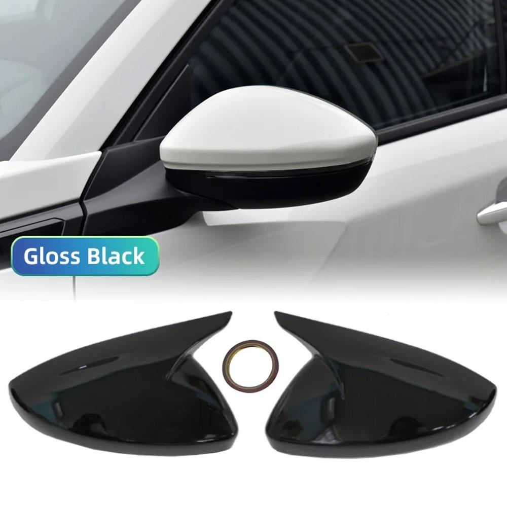 For Peugeot 208     ABS Car Rearview Side Mirror Cover Wing Cap Exterior Door Housing Trim Adhesive Sticker