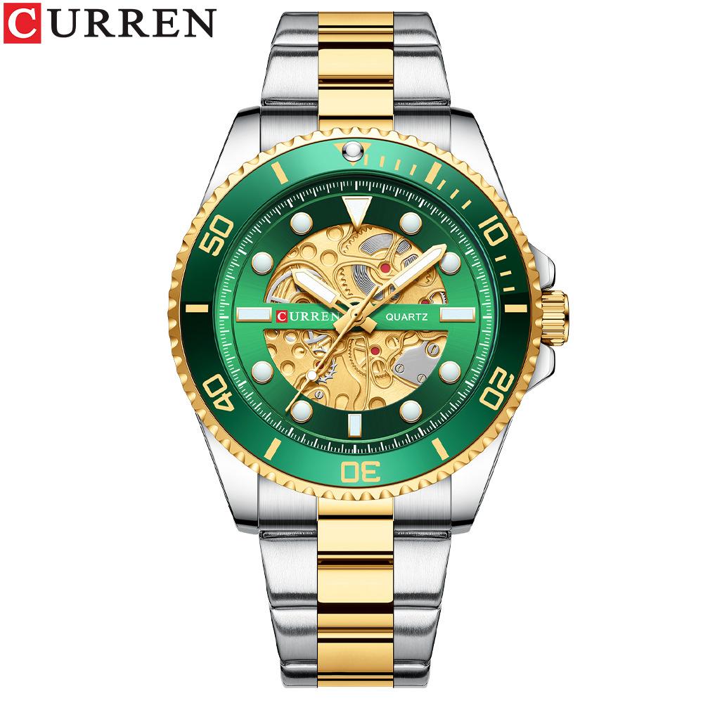CURREN Fashion Business Men's Watch Quartz Waterproof Night Light Unique Rotating Bezel Luxury Watches