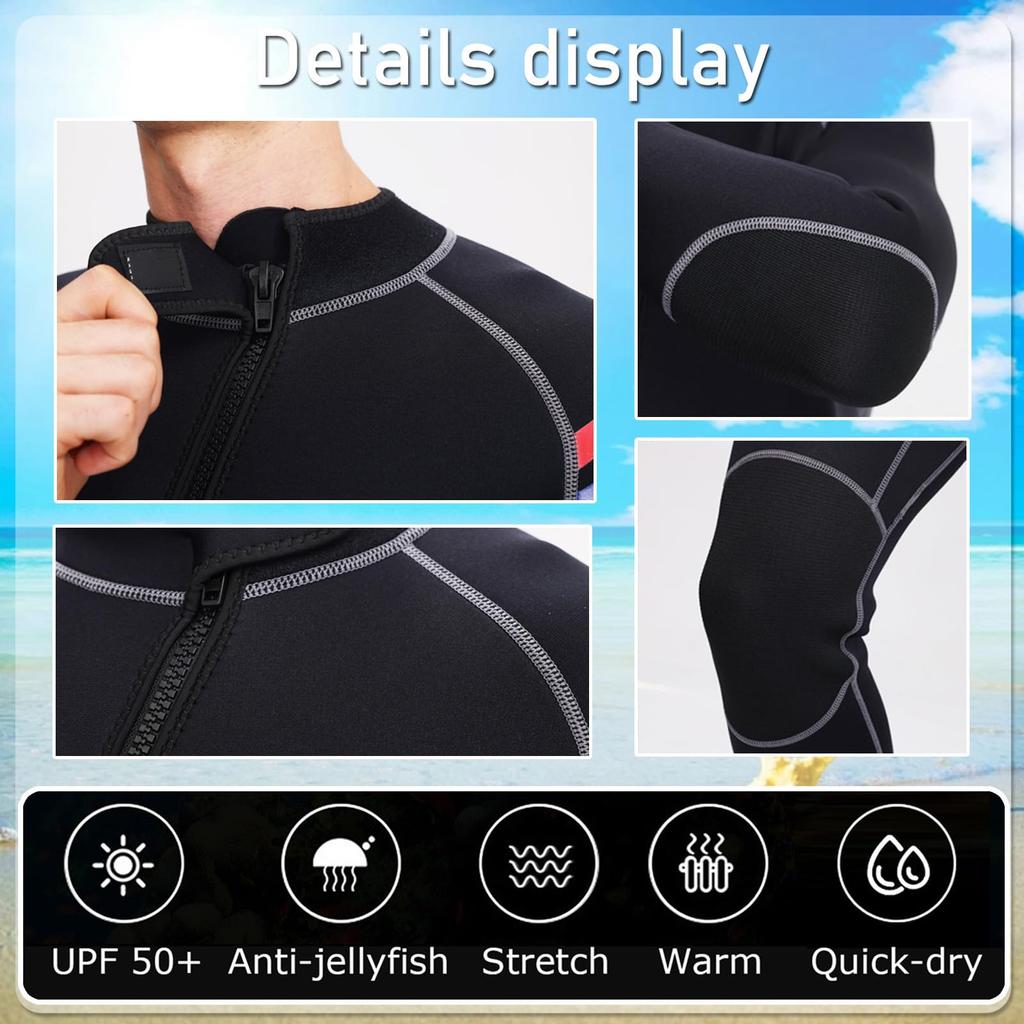 Maßgeschneiderter einteiliger Neoprenanzug 3MM für Paare, langärmliger Voll-Tauchanzug, warm, Sonnen-Quallen-Anzug zum Surfen, Schwimmen