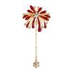 Elegant Red Rhinestone Firework Tassel Brooch - High-End Light Luxury Exquisite Pin