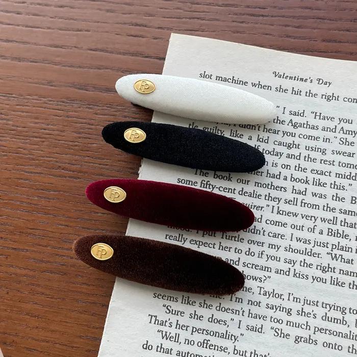 oval velvet hair pin (4colors)