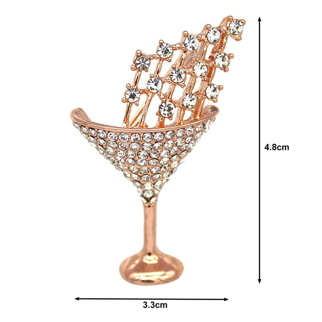 Cocktail Cup Shape Brooch for Women - Shining Rhinestone Alloy Pin, Clothing Bags Backpacks Jackets Hat Badge, Jewelry DIY Accessories