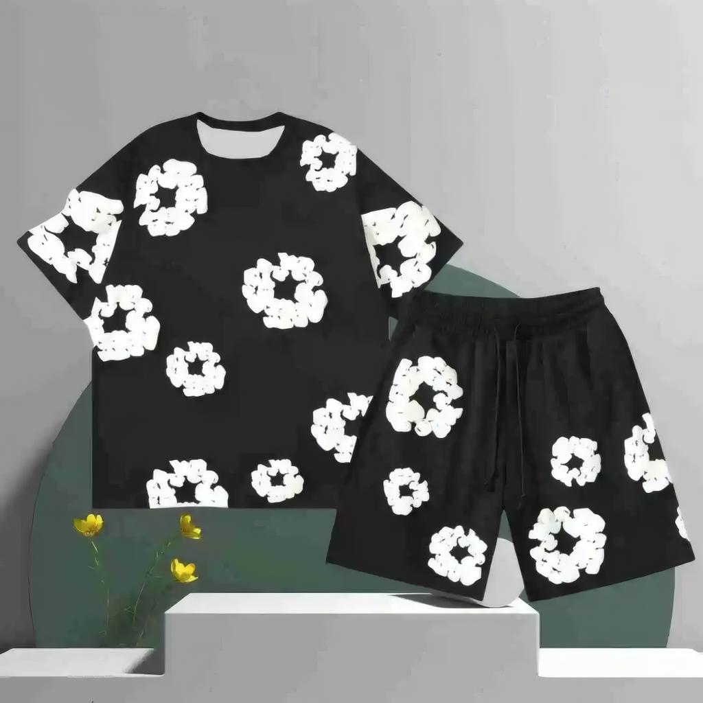 Hit Casual and Fashionable Men's Set Daily Floral Printed Pattern Polyester Men's Wear