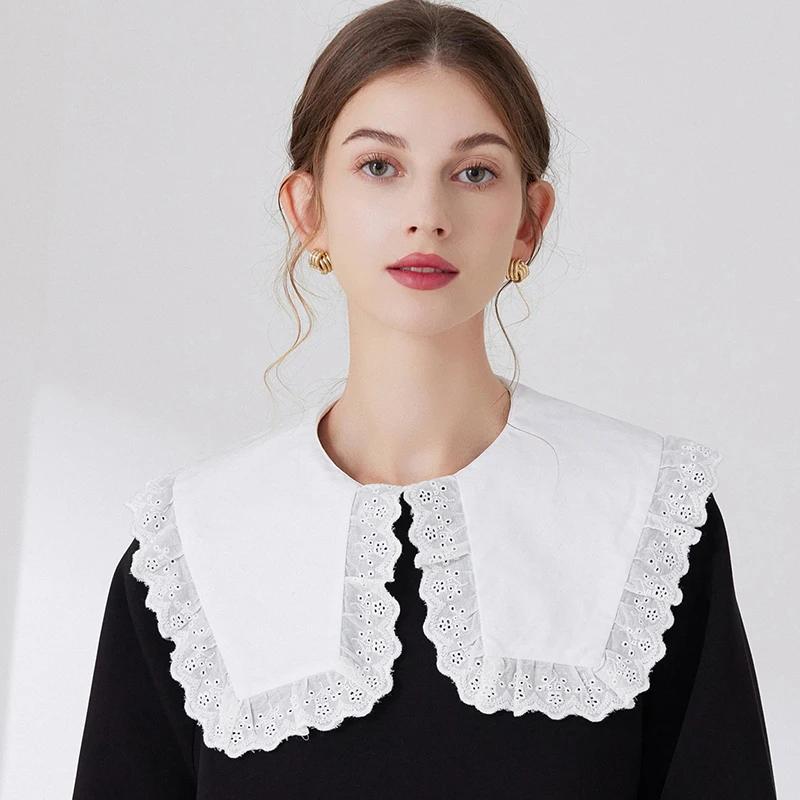 Großer Spitzenrevers Falscher Kragen Vintage Abnehmbarer Hemdkragen für Damen Bluse Pullover Revers Top Bekleidungszubehör