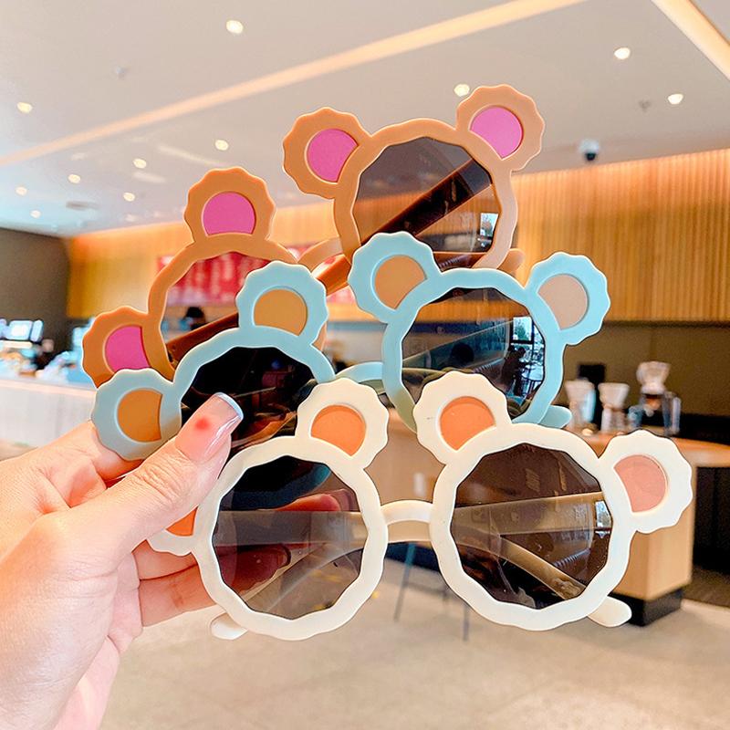 Children's Round Sunglasses Cute Cartoon Boys And Girls Mickey Mouse Ears Sunscreen Sun Glasses Fashion Versatile UV Protection Eyeglasses