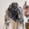 Korean Version Scarf Women'S Versatile Double-Sided Fringed Imitation Cashmere Shawl Fashion Flower Thickened Warm Scarf