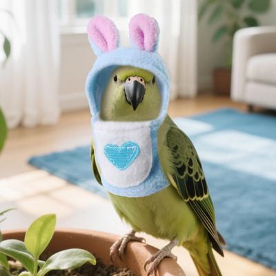 Fåglar Hoodie Söt Blå Vit Papegoja Flygdräkt med Öron Små Djur Kläder för Papegojor Afrikanska Gråpapegojor Undulat Nymfkakadua