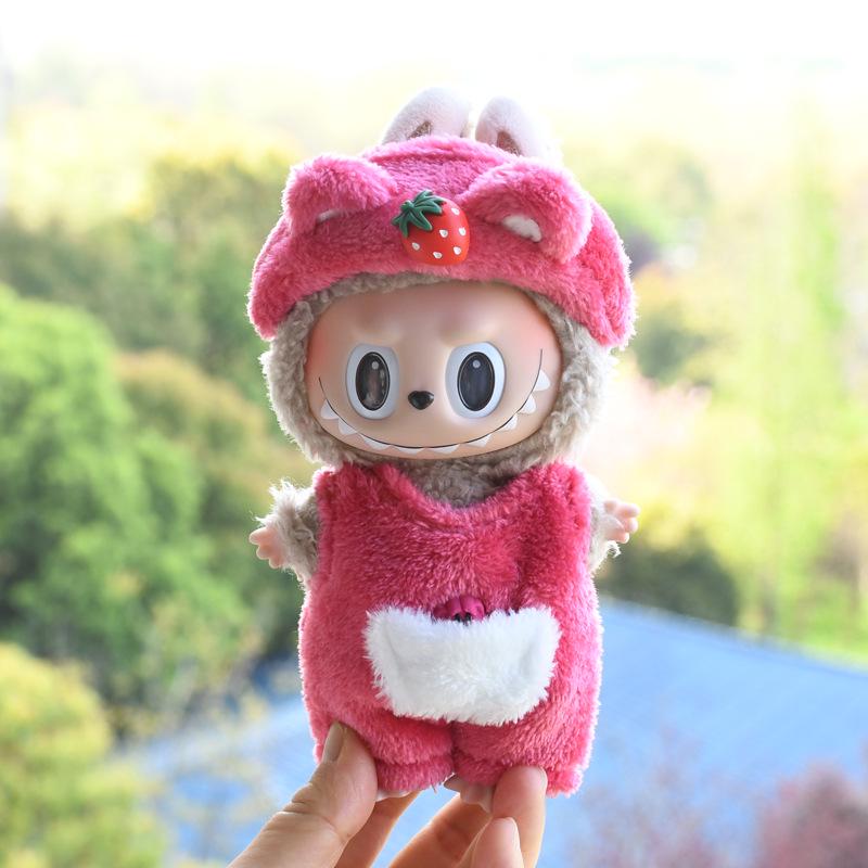 17cm Labubu Changeable Plush Set: Frog, Pig, Pendant, Snowman Doll Outfits for Christmas