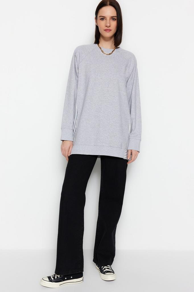 Women's Fashion New Hijab Sweatshirt Navy Blue Woven Piece Knitted Tunic