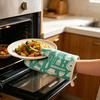 Thickened Cotton-Linen Oven Mitts with Non-Slip Grip Heat-Resistant Baking Gloves for Microwave Grill Breathable Kitchen Essential for Cooking Baking