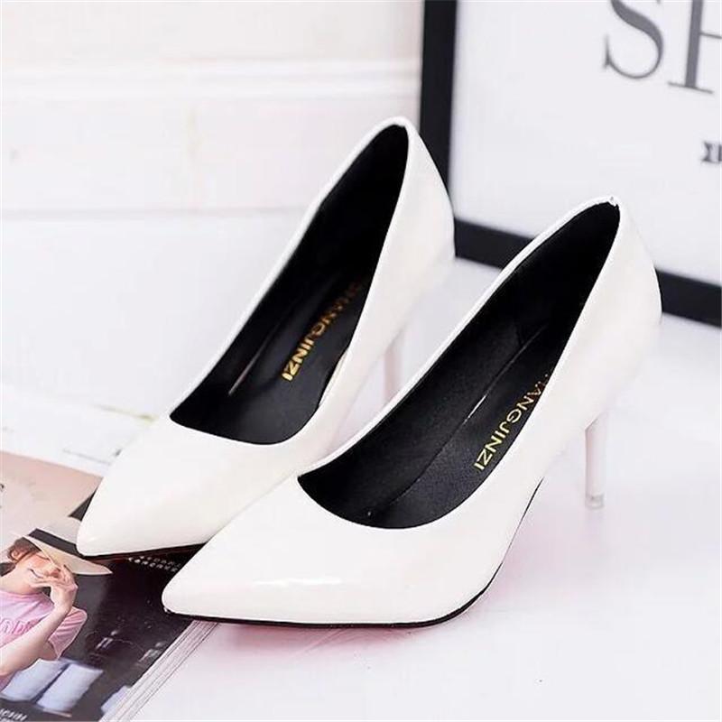 Scarpe Donna Moda Sexy Rosse a Punta Décolleté in Vernice Scarpe Eleganti Tacco Alto Scarpe a Barca Scarpe da Matrimonio Zapatos Mujer 8cm