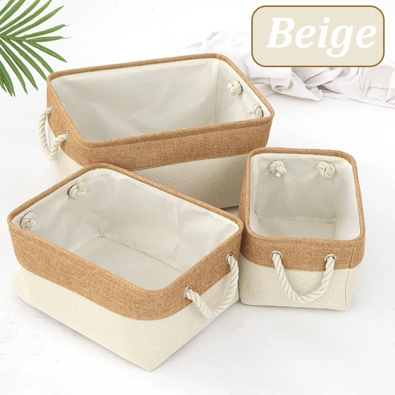 סל אחסון מוצרי בית וצרכים שונים סל מיון קופסת ארגון מתקפלת מבד פשתן הלבשה תחתונה גרביים צעצועים סלי אחסון רב-תכליתיים